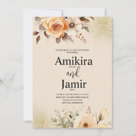 Invitación Boda de color de agua ondulado Beige Peach