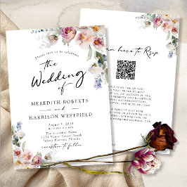 Invitación Boda de color de agua romántico floral eucalipto