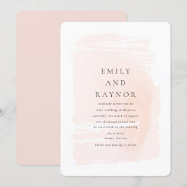 Invitación Boda de color de agua rosa moderno de Rubor