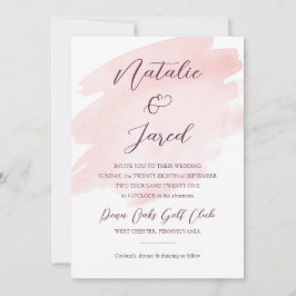 Invitación Boda de color de agua rosa Rubor