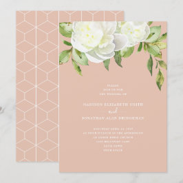 Invitación Boda de color de agua rosada primavera floral de R