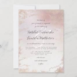 Invitación Boda de color de agua rosado de Relieve metalizado