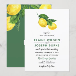 Invitación Boda de color de agua ruso de cítricos limón