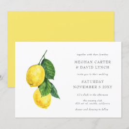 Invitación Boda de color de agua ruso de cítricos limón