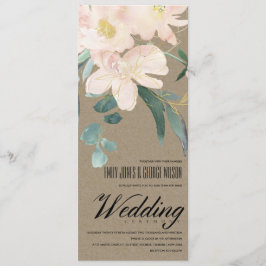 Invitación Boda DE COLOR DE AGUA RÚSTICO RUBOR KRAFT FLORES B