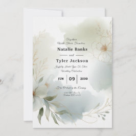 Invitación Boda de color de agua suave azote verde