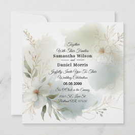 Invitación Boda de color de agua suave azote verde