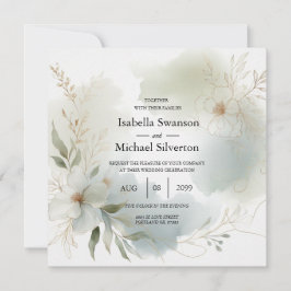 Invitación Boda de color de agua suave azote verde