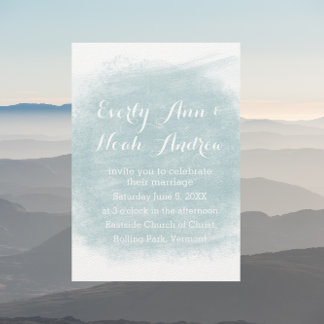 Invitación Boda de color de agua verde sabio