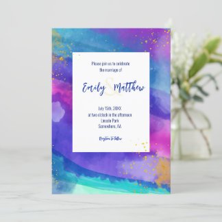 Invitación Boda de color de agua vibrante