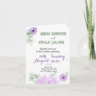 Invitación Boda de color de agua violeta y floral