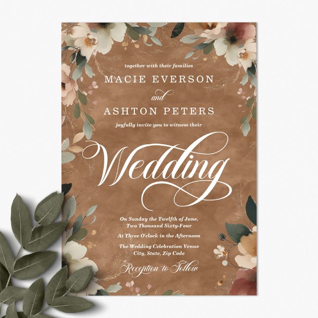 Invitación Boda de color de arcilla etérea elegante (Step into a world where love and nature intertwine, with our Ethereal Elegance Invites.)