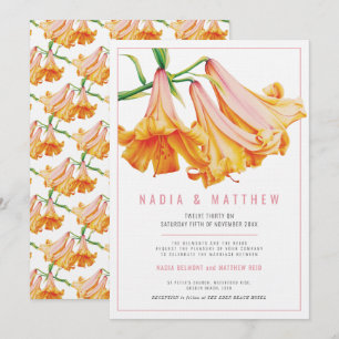 Invitación boda de color de la flor de lirio Naranja