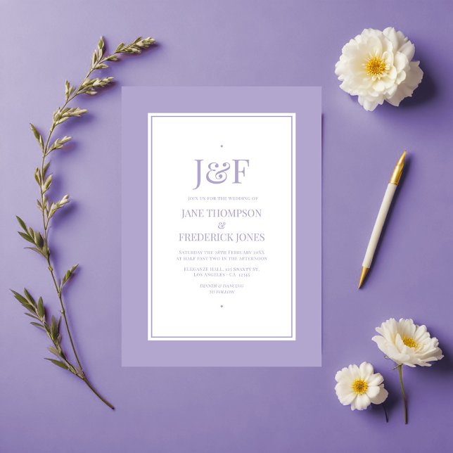 Invitación Boda de color de lavanda digital (Digital Lavender Color Wedding Invitation)
