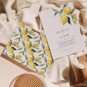 Invitación Boda de color de limón cítrico minimalista