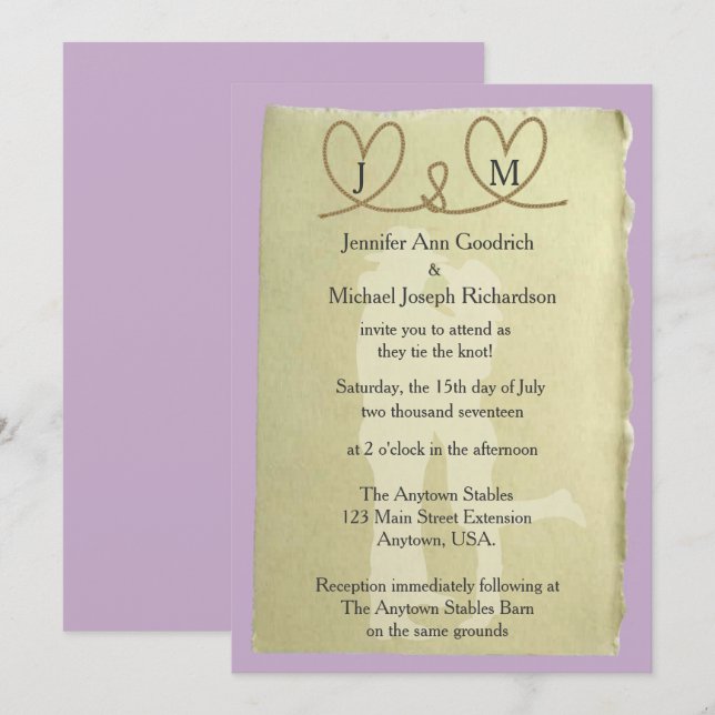 Invitación Boda De Color Del Personalizable De Knot (Anverso / Reverso)