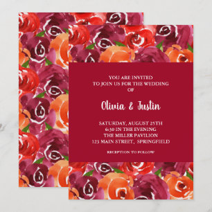 Invitación Boda de color floral acuarela