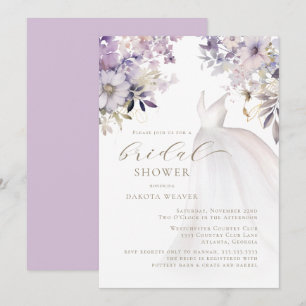 Invitación Boda de color morado de oro verde vestido ducha de