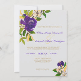 Invitación Boda de color morado dorado