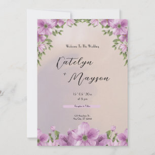 Invitación Boda de color morado elegante floral