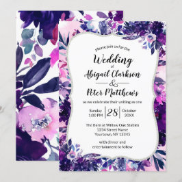 Invitación Boda de color morado violeta floral encantado