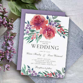 Invitación Boda de color morado y rosa romántico