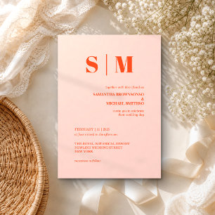 Invitación Boda de color naranja rosa moderno tono tierra