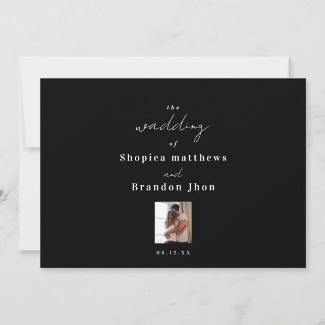Invitación Boda de color negro personalizada (Anverso)
