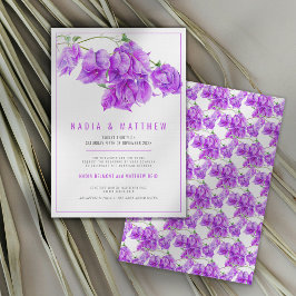 Invitación Boda de color púrpura de buganvillas