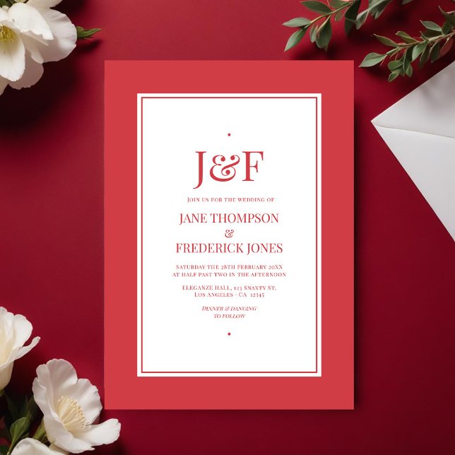Invitación Boda de color rojo lúcido (Luscious Red Color Wedding Invitation)