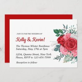 Invitación Boda de color rojo rosa