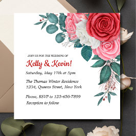 Invitación Boda de color rojo rosa