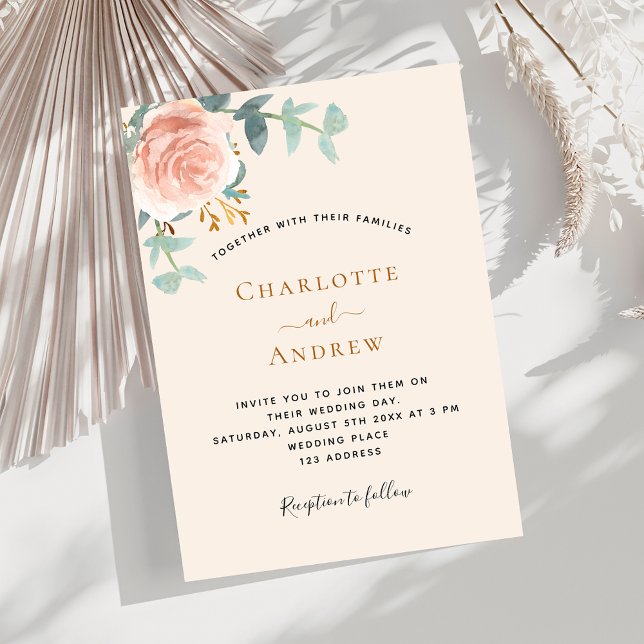 Invitación Boda de color rosa beige (Subido por el creador)