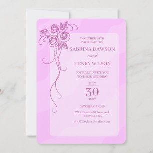 Invitación Boda de color rosa claro y elegante