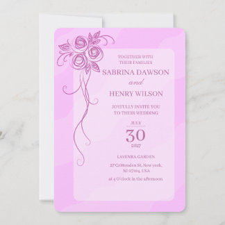 Invitación Boda de color rosa claro y elegante