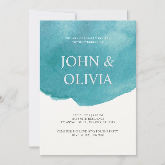 Invitación Boda de color verde de moda (Anverso)
