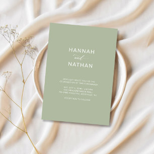 Invitación Boda de color verde del sabio Minimalista Boho de