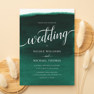 Invitación Boda de color verde esmeralda
