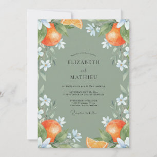 Invitación Boda de color verde salvia y cítrico vibrante