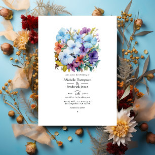Invitación Boda de color vincapervinca, turquesa y marrón roj