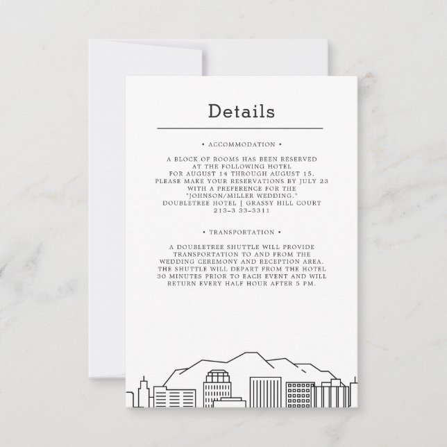 Invitación Boda de Colorado Springs | Detalles del invitado (Anverso)