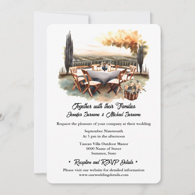 Invitación Boda de comedor acuático al aire libre de verano (Anverso)