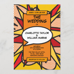 Invitación Boda de Cómic Colorido Moderno