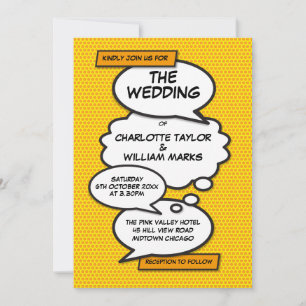 Invitación Boda de Cómic de Diseñador Divertido Moderno