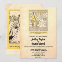 Boda de cómics de parejas divertidas y retro vinta