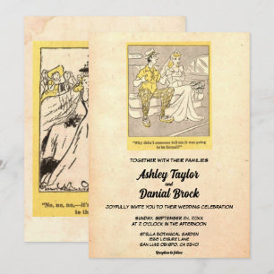 Invitación Boda de cómics de parejas divertidas y retro vinta