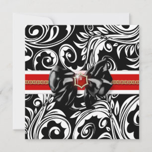 Invitación boda de compromiso blanco rojo negro
