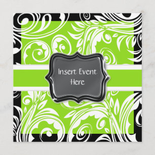 Invitación boda de compromiso blanco y negro verde
