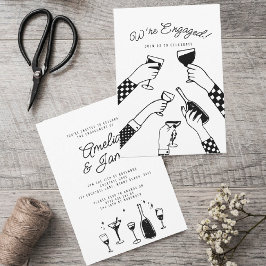 Invitación Boda de compromiso de Cheers dibujado a mano por R