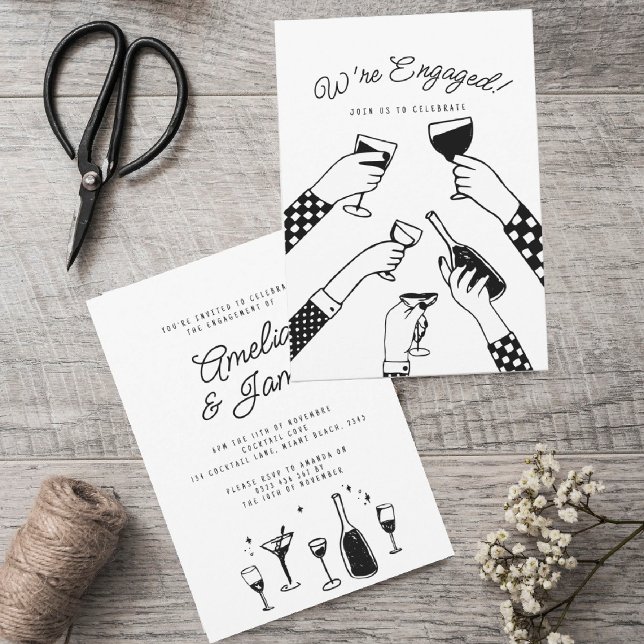 Invitación Boda de compromiso de Cheers dibujado a mano por R (Subido por el creador)